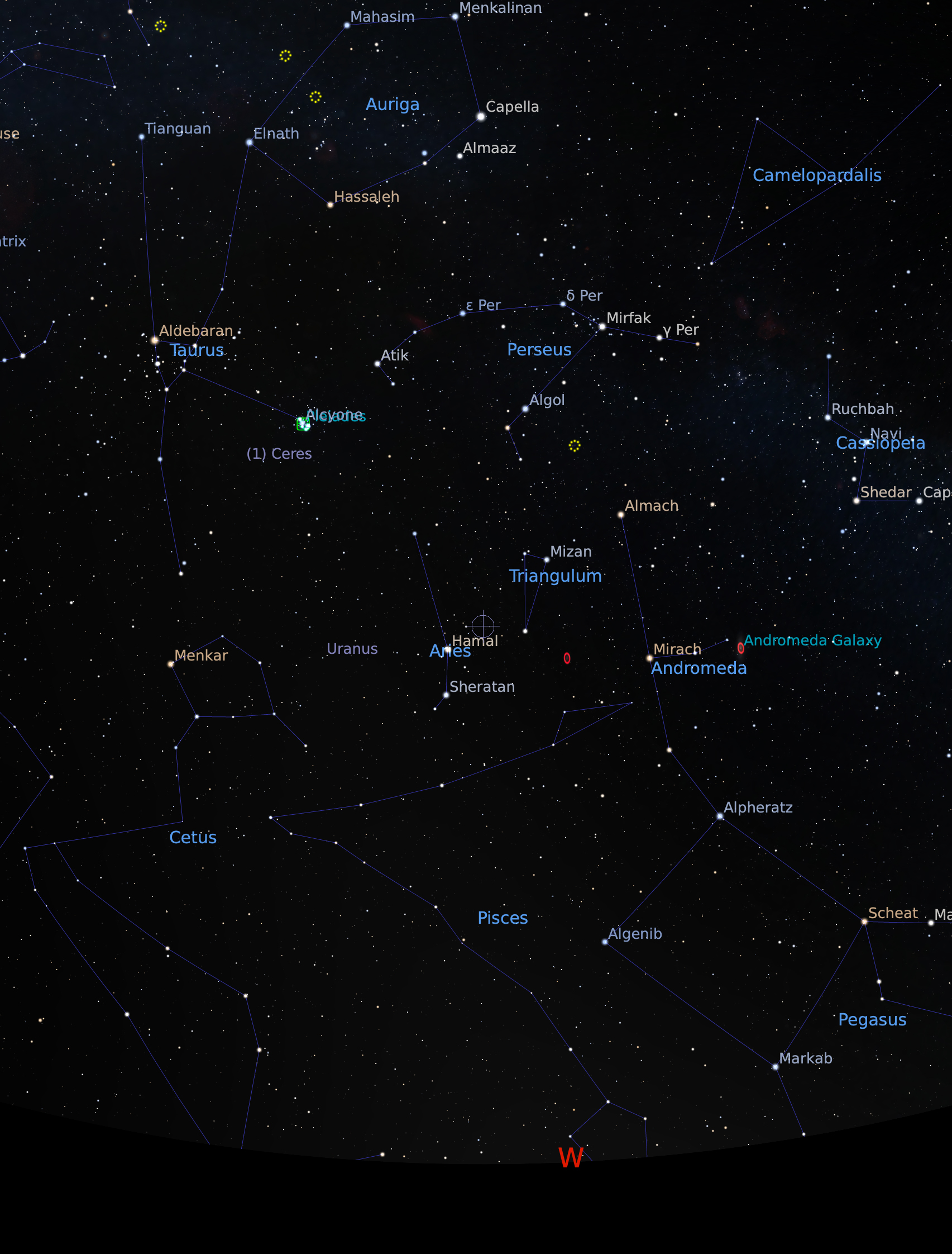 Target as seen in Stellarium